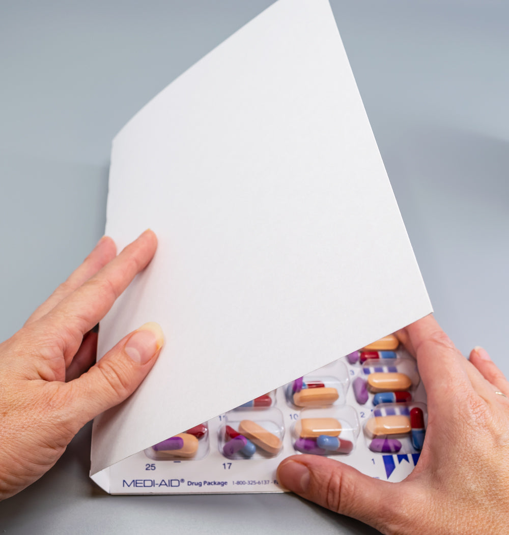 Extra Large Monthly, Cold Seal Medication Blister Cards - Trifold (6, 12, 100, or 250 Pack)
