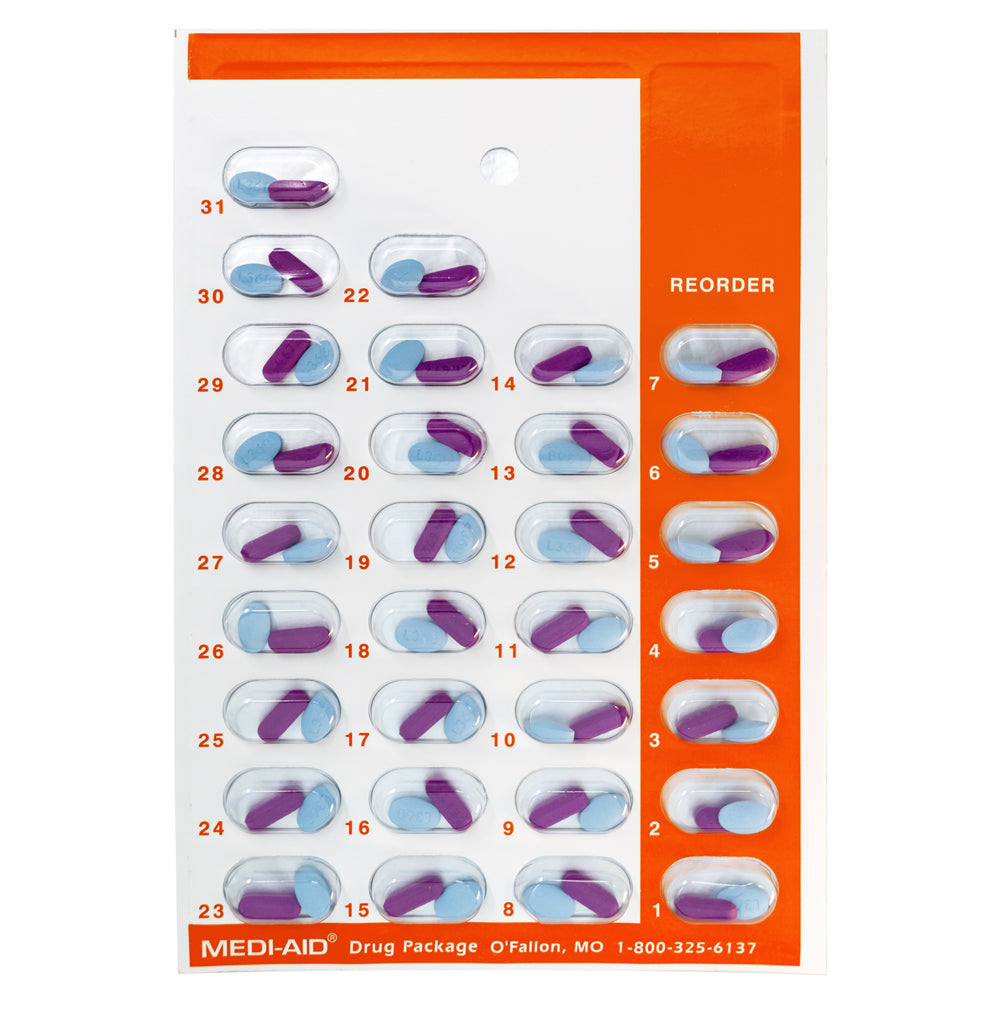 31 day pill blister card set