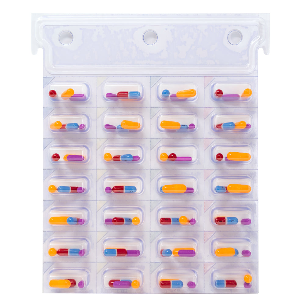 Unit Dose XL Perforated Cold Seal Blister Cards - 28 Doses