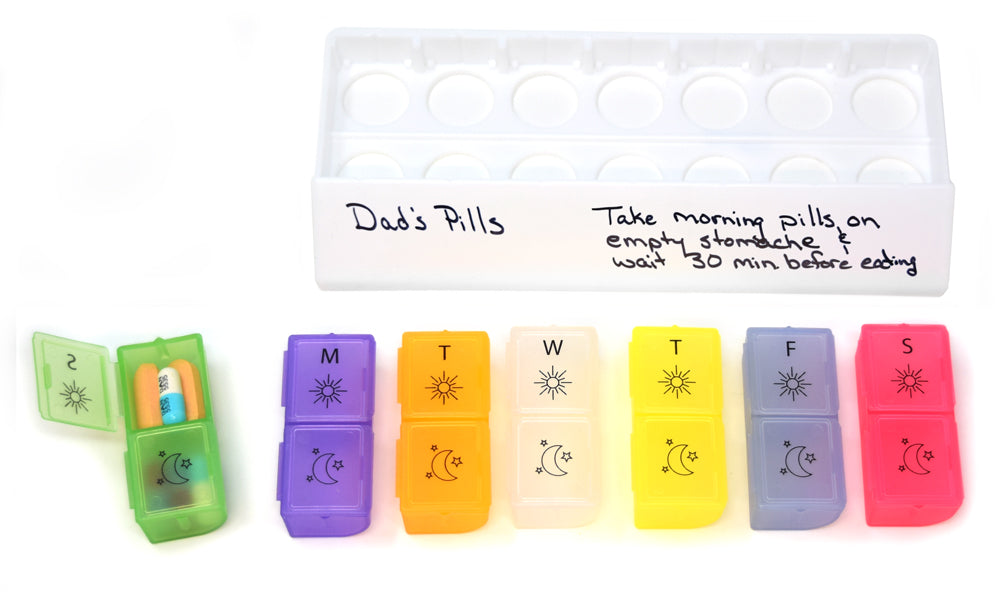 MedWrite AM/PM Weekly Pill Organizer - Medium