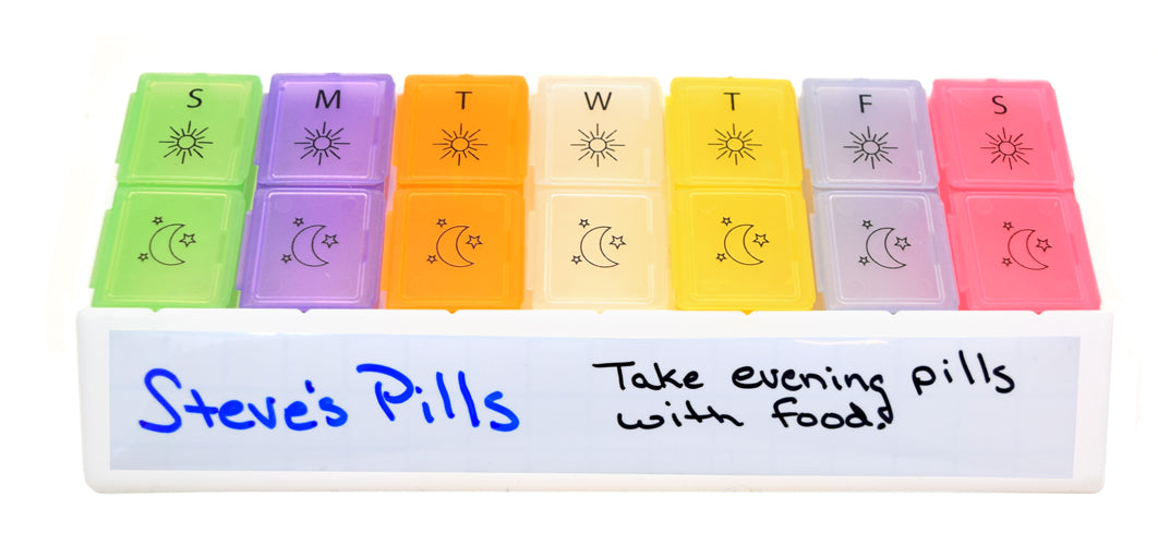 MedWrite AM/PM Weekly Pill Organizer - Medium