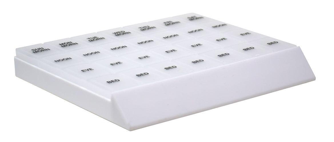 MedWrite Jumbo 4X a Day Weekly Pill Organizer in Storage Tray - Writable Surface on Tray for Medication Instructions and Notes