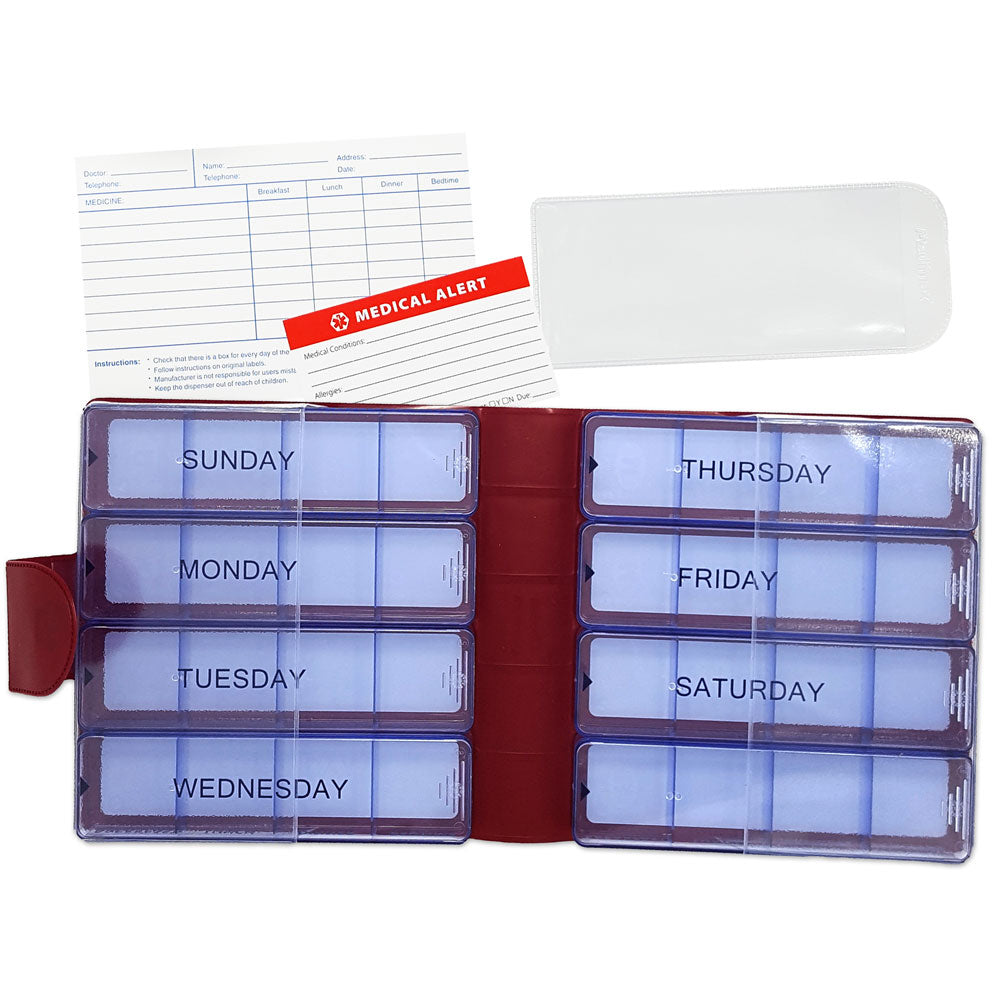 Kibodan Medimax Vinyl Pill Case Wallet - Weekly Pill Organizer
