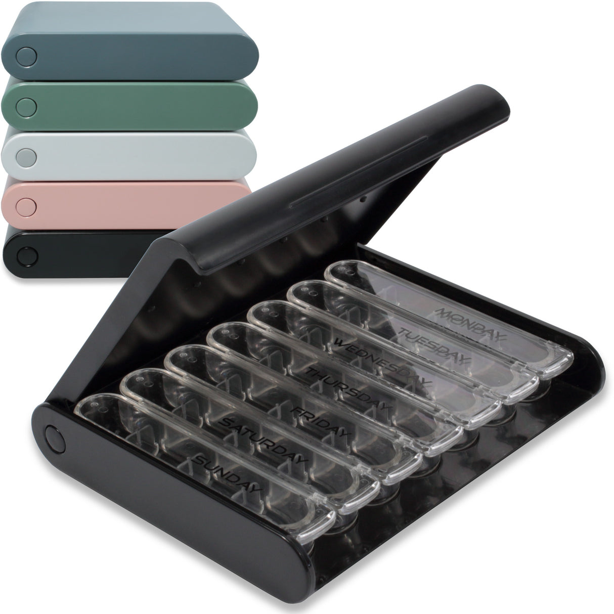 Weekly 4X a Day MEDICASE Daily Pill Boxes with Hard Travel Case - Danish Design Pill Box