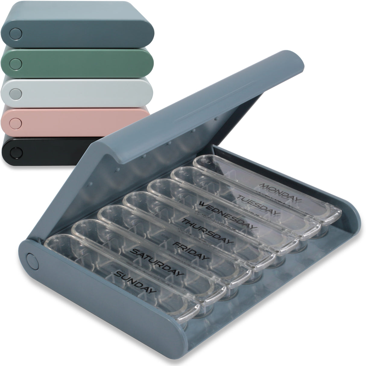 Weekly 4X a Day MEDICASE Daily Pill Boxes with Hard Travel Case - Danish Design Pill Box