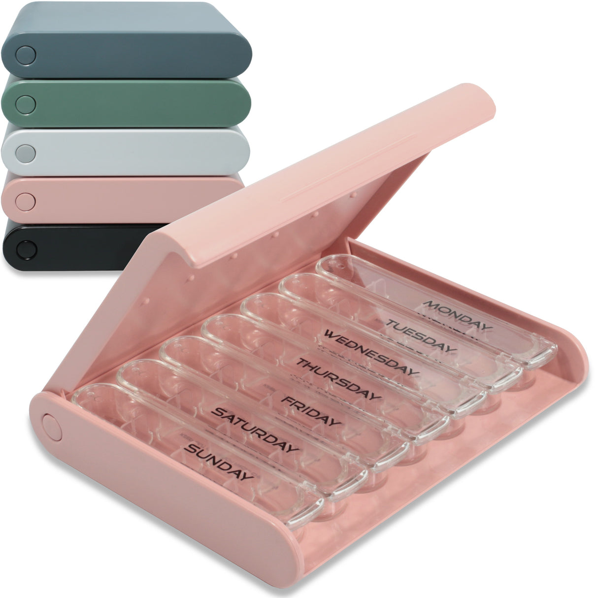 Weekly 4X a Day MEDICASE Daily Pill Boxes with Hard Travel Case - Danish Design Pill Box