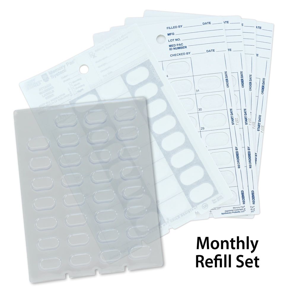 Monthly & Weekly pharmacy pill blister cards. Great for elderly & senior prescriptions. XL large.