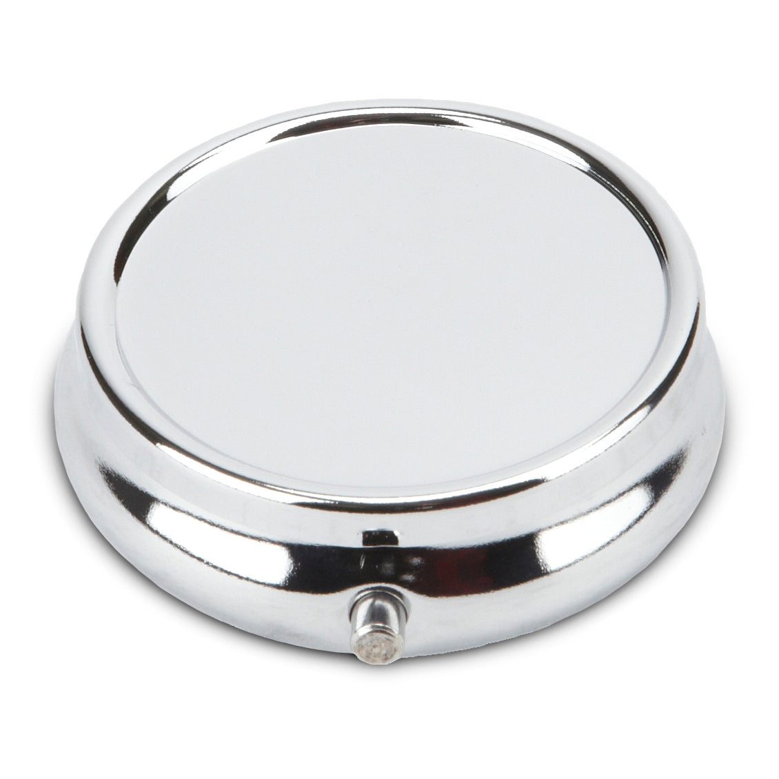 Round Silver 3-Compartment Pill Box with 2 Pill Box Key Rings