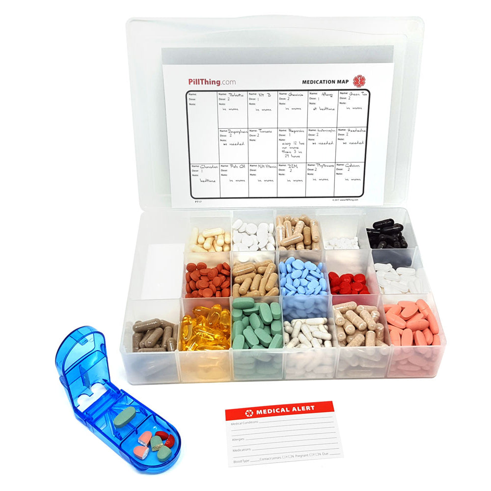 Pill/Supplement Organizer Tray with 17 Compartments