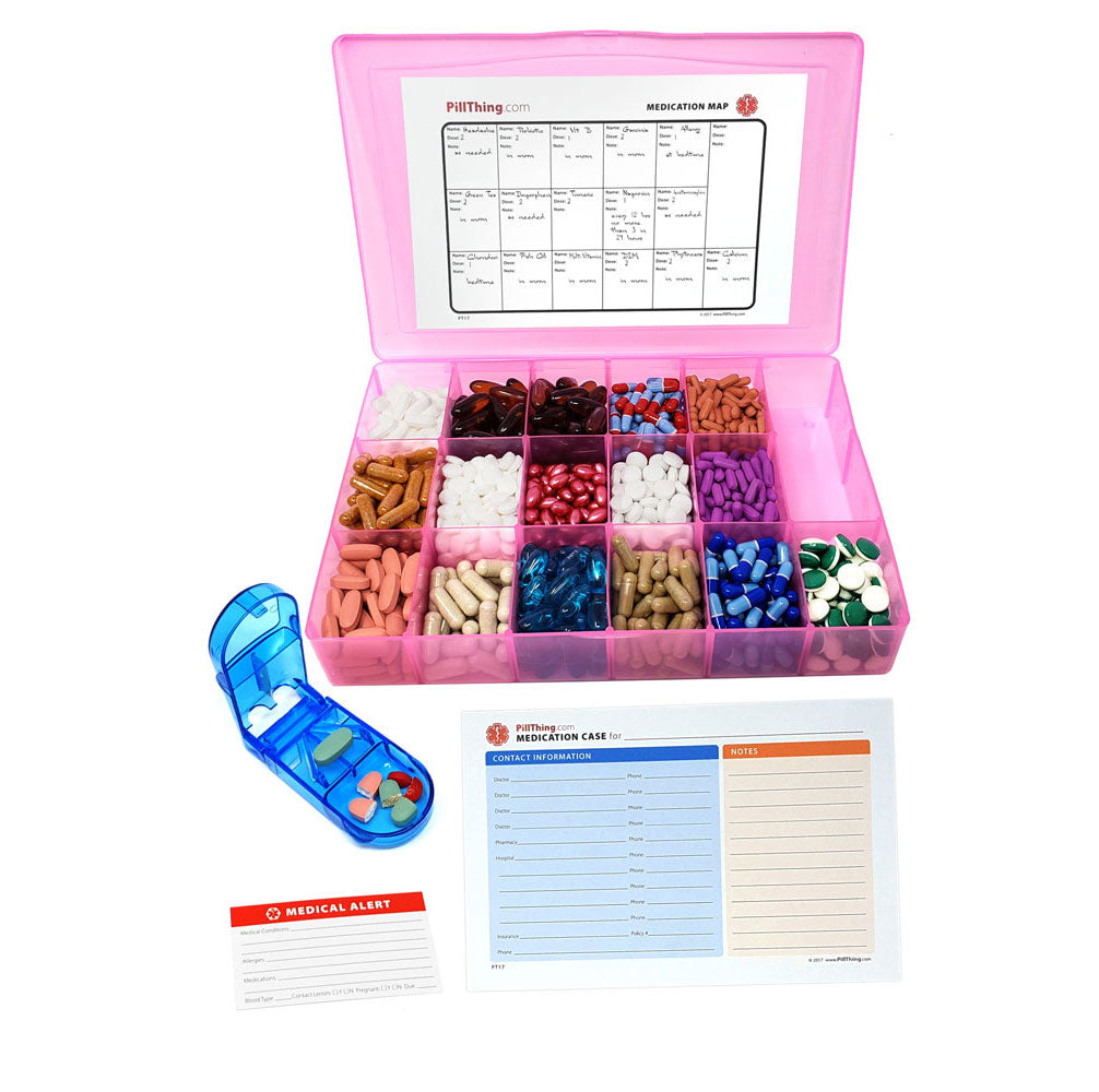 Pill/Supplement Organizer Tray with 17 Compartments