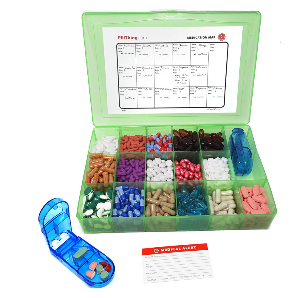 Pill/Supplement Organizer Tray with 17 Compartments