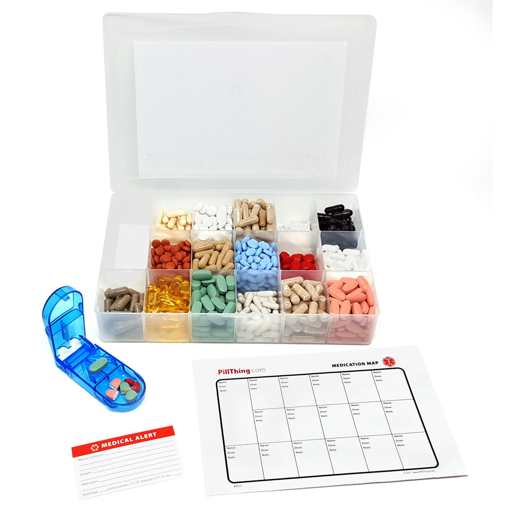 Pill/Supplement Organizer Tray with 17 Compartments