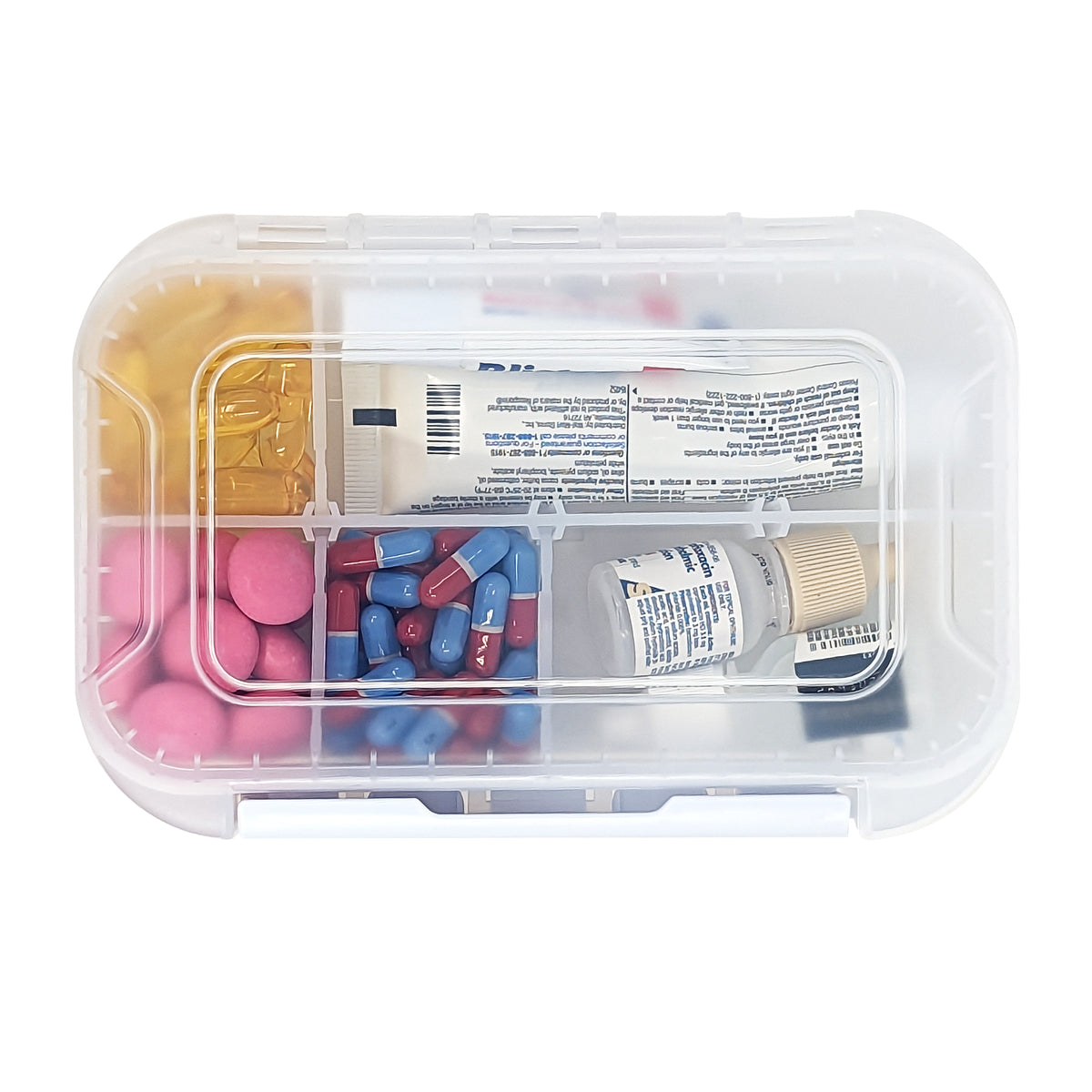 8 Compartment Large Pill Case with Airtight, Waterproof Seal, Medication Map Included