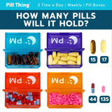 2 Times a Day, 7 Day Large Weekly Pill Organizer with Holder Tray, Vitamin, Medicine Box, Multicolor