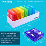 2 Times a Day, 7 Day Large Weekly Pill Organizer with Holder Tray, Vitamin, Medicine Box, Multicolor