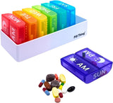 2 Times a Day, 7 Day Large Weekly Pill Organizer with Holder Tray, Vitamin, Medicine Box, Multicolor
