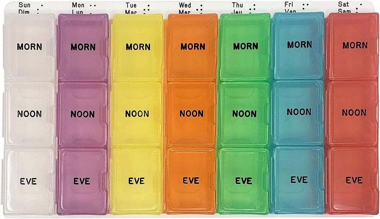 Color-Coded Weekly Med Planner 3-Compartment