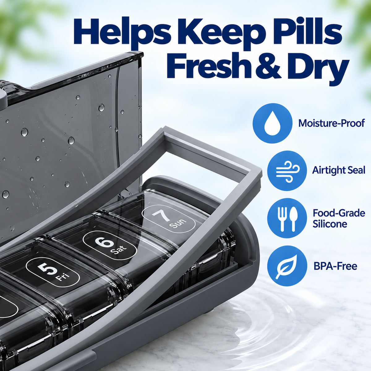 7-Day Travel Pill Organizer with Removable Daily Boxes