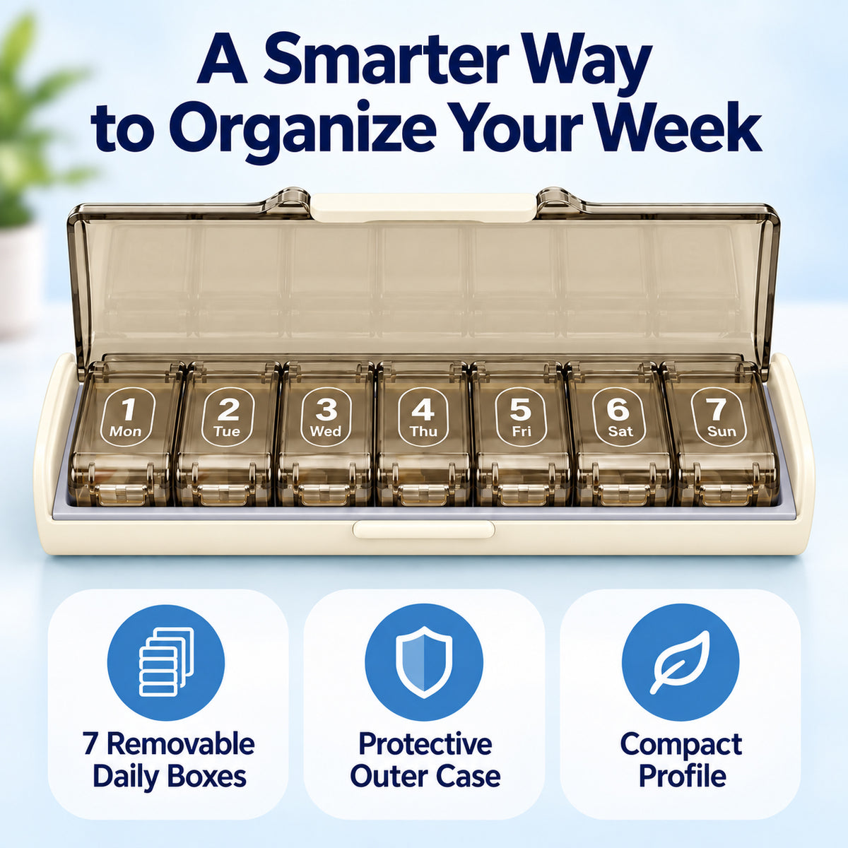 7-Day Travel Pill Organizer with Removable Daily Boxes