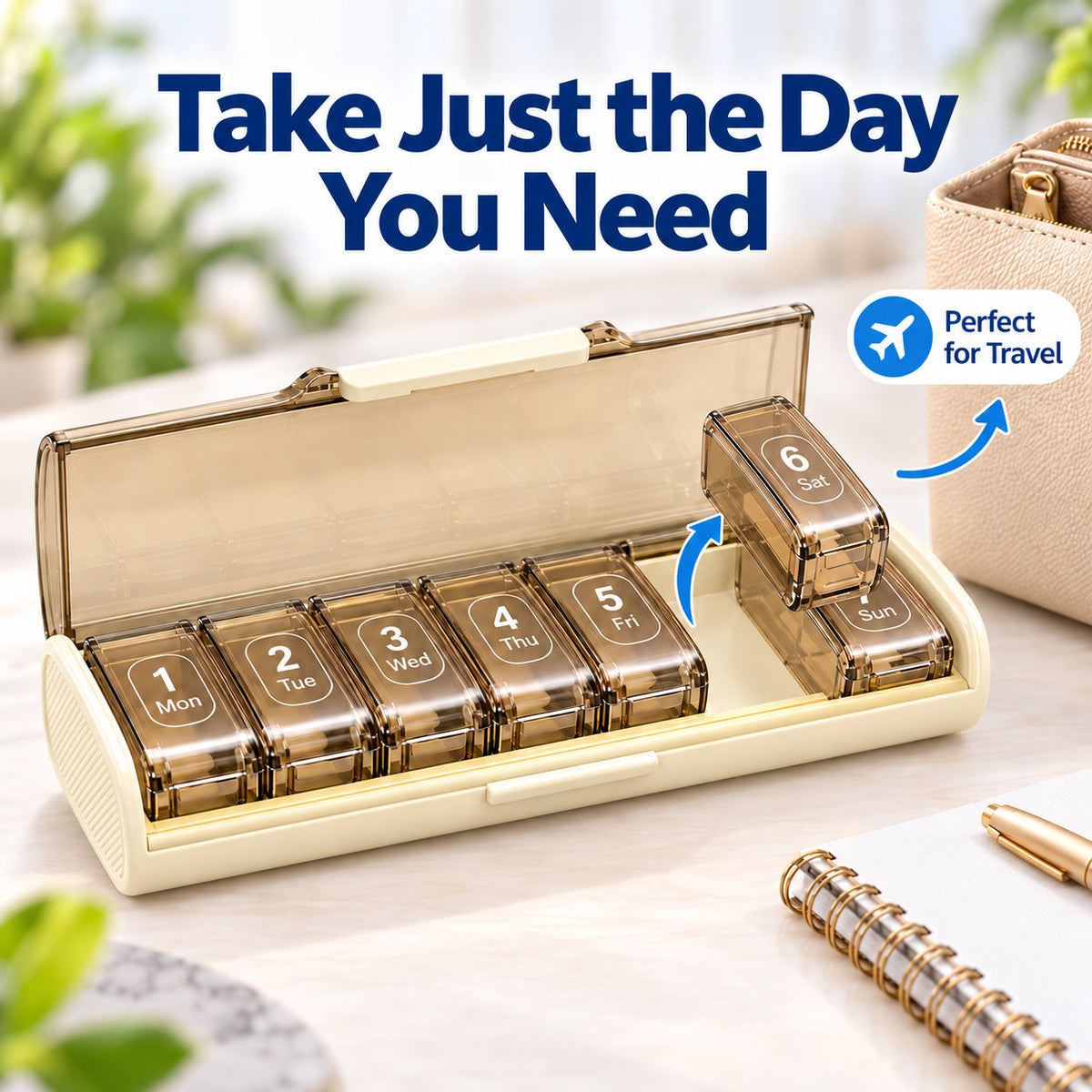 7-Day Travel Pill Organizer with Removable Daily Boxes