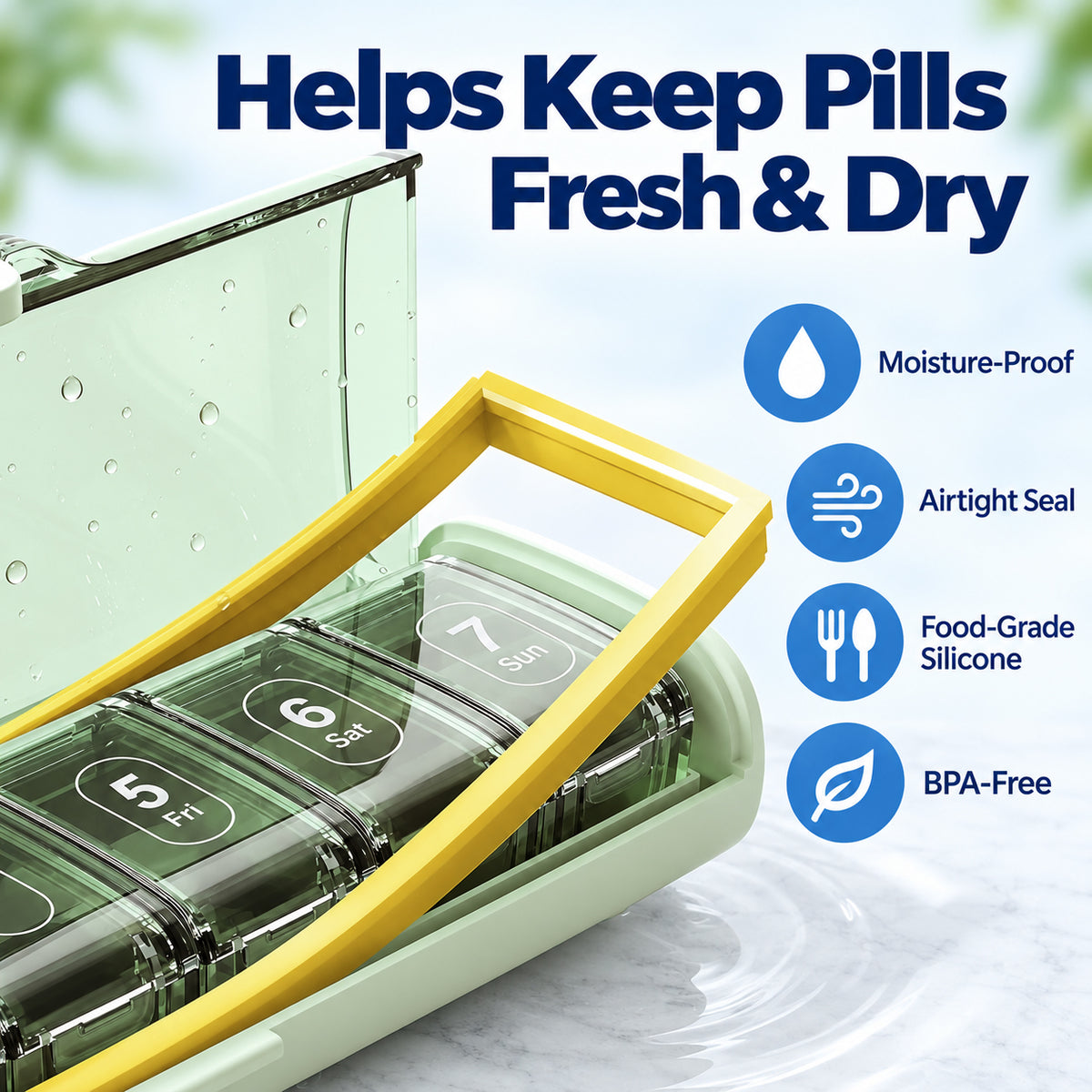7-Day Travel Pill Organizer with Removable Daily Boxes
