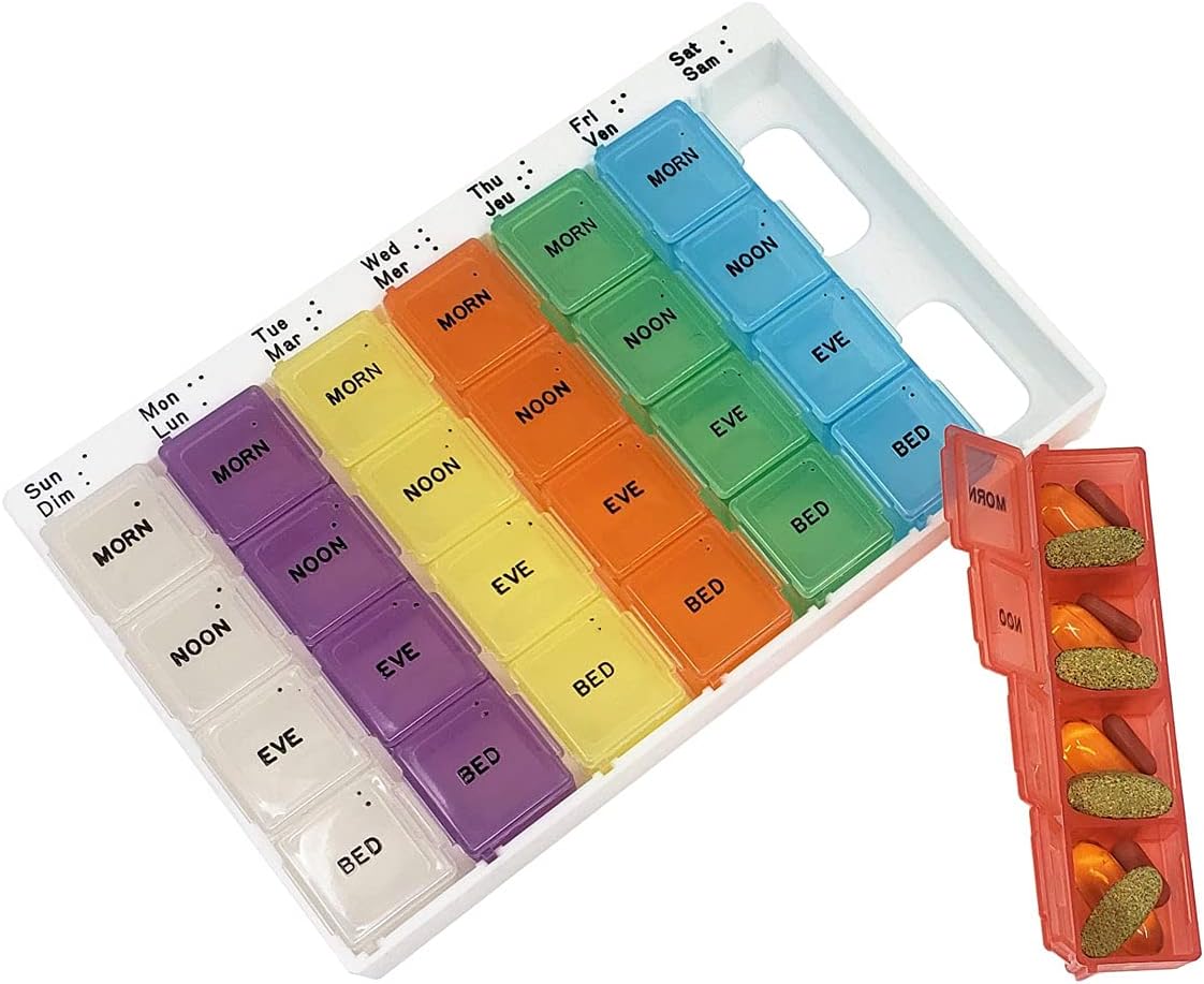 Color-Coded Weekly Med Planner 3 or 4 Compartment