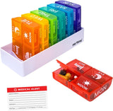 4 Times a Day, 7 Day Large Weekly Pill Organizer with Holder Tray, Vitamin, Medicine Box, Multicolor