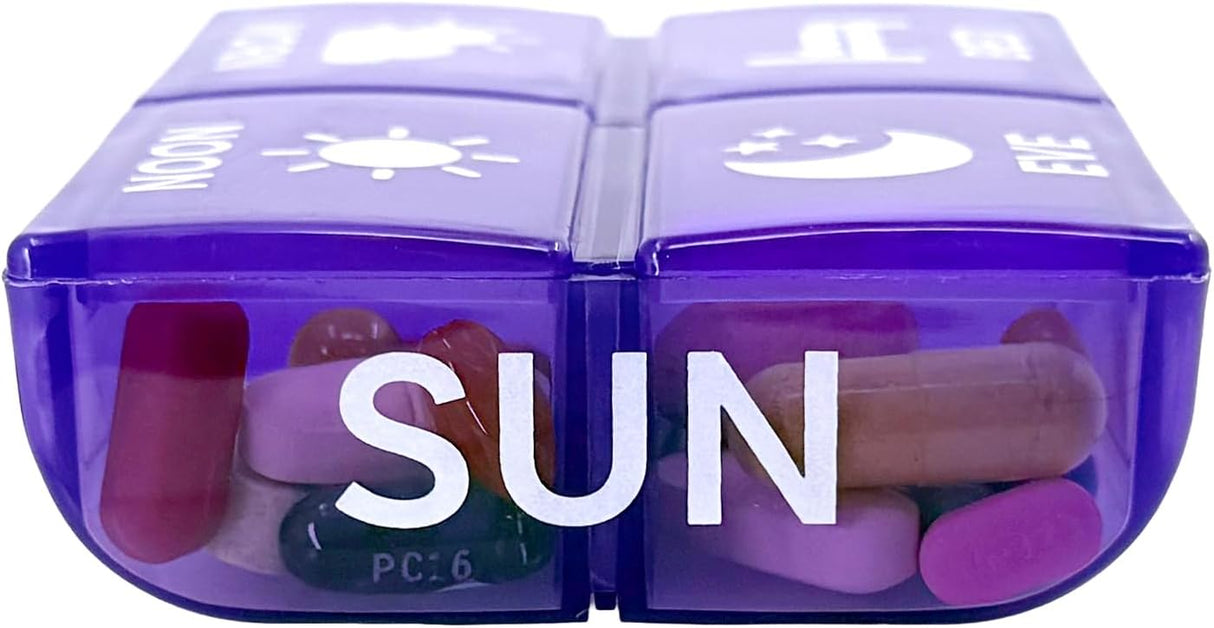 4 Times a Day, 7 Day Large Weekly Pill Organizer with Holder Tray, Vitamin, Medicine Box, Multicolor