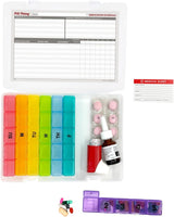 5 Times a Day Weekly Pill Box Organizer Case, Secure 7 Day Pillbox with Medication Schedule