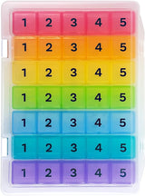 5 Times a Day Weekly Pill Box Organizer Case, Secure 7 Day Pillbox with Medication Schedule