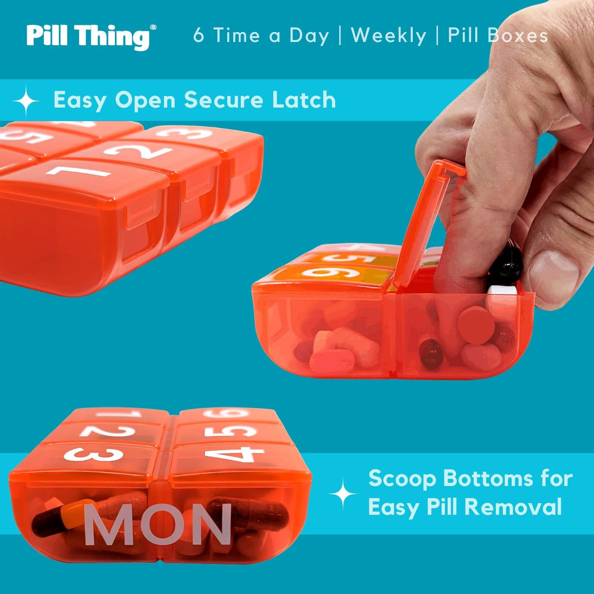 6 Times a Day, 7 Day Large Weekly Pill Organizer with Holder Tray, Vitamin, Medicine Box, Multicolor