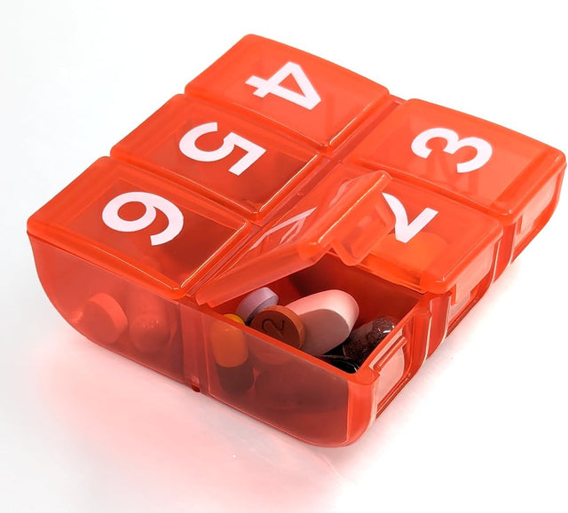 Pill Organizer 6 Times A Day 6 Times a Day, 7 Day Large Weekly Pill Organizer with Holder Tray, Vit