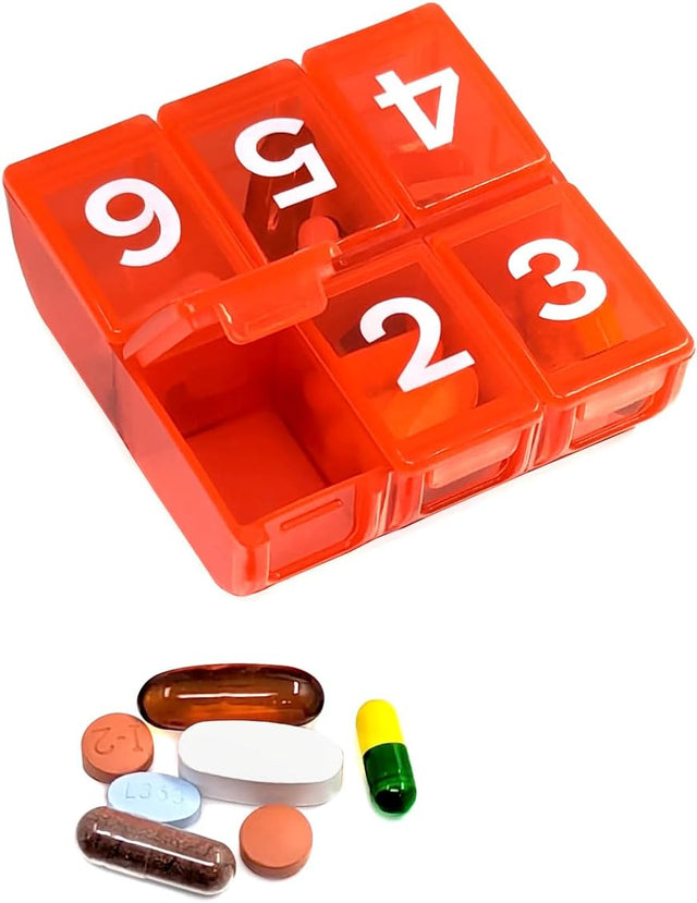 Pill Organizer 6 Times A Day 6 Times a Day, 7 Day Large Weekly Pill Organizer with Holder Tray, Vit
