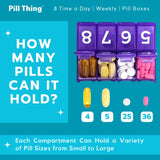 8 Times a Day, 7 Day Large Weekly Pill Organizer with Holder Tray, Vitamin, Medicine Box, Multicolor