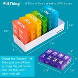 8 Times a Day, 7 Day Large Weekly Pill Organizer with Holder Tray, Vitamin, Medicine Box, Multicolor