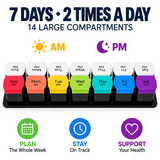 Extra Large Weekly AM/PM Pill Organizer – 7 Removable Daily Pill Boxes