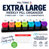 Extra Large Weekly AM/PM Pill Organizer – 7 Removable Daily Pill Boxes