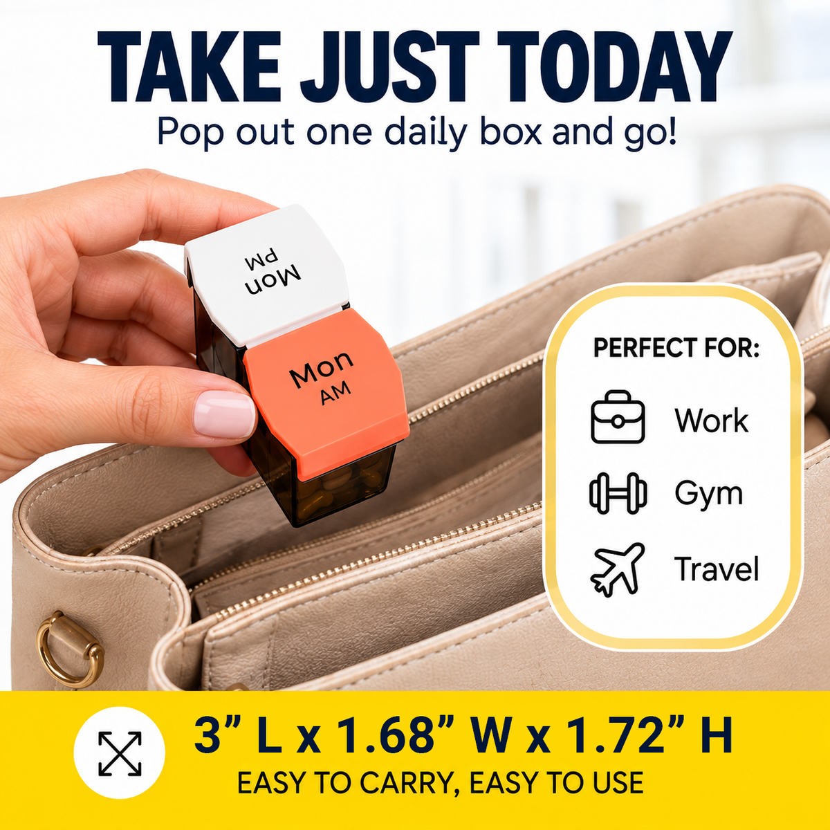 Extra Large Weekly AM/PM Pill Organizer – 7 Removable Daily Pill Boxes