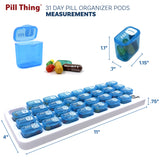 AM/PM Blue Monthly Pill Organizer Pods