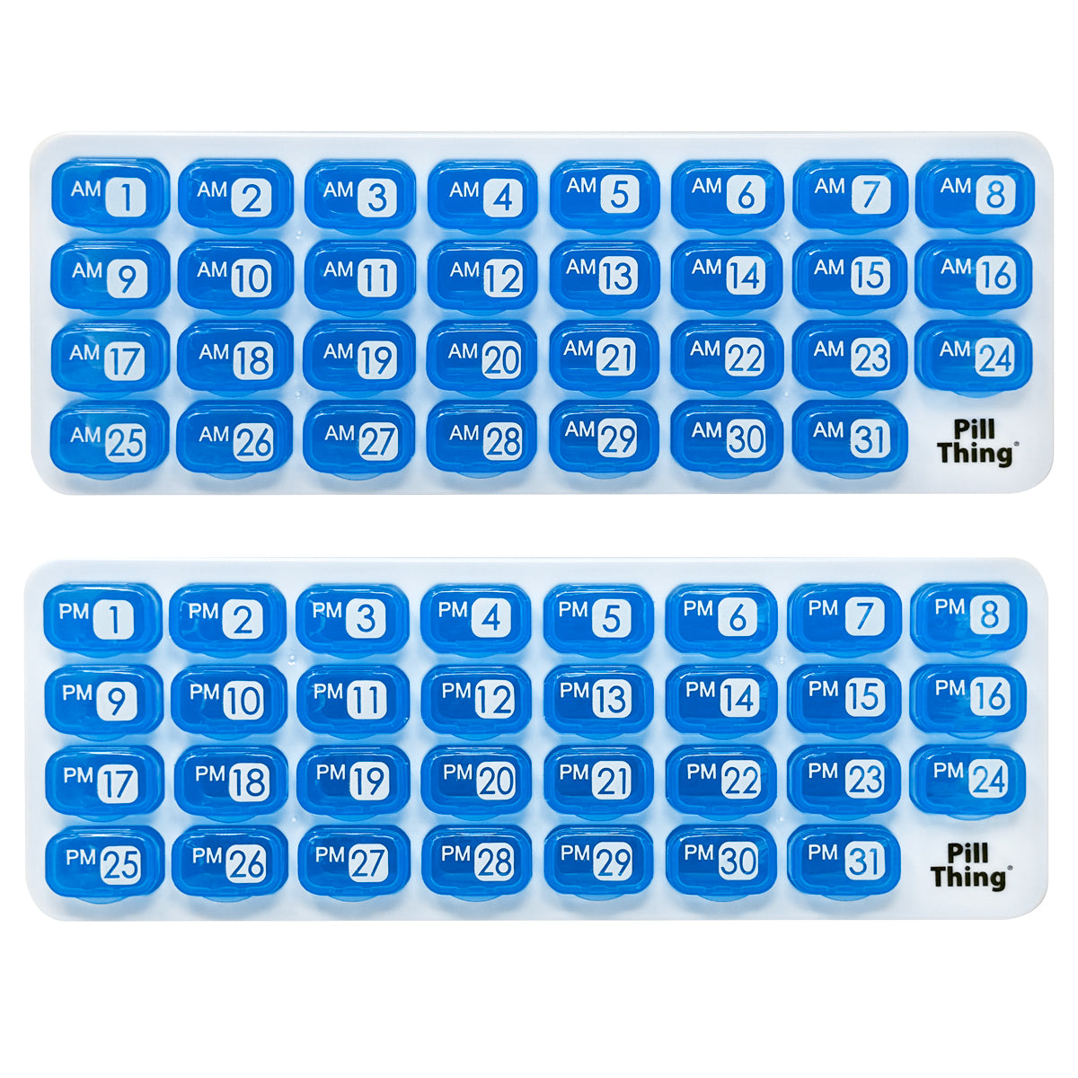 AM/PM Blue Monthly Pill Organizer Pods