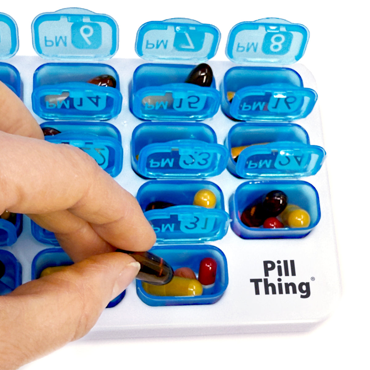 AM/PM Blue Monthly Pill Organizer Pods