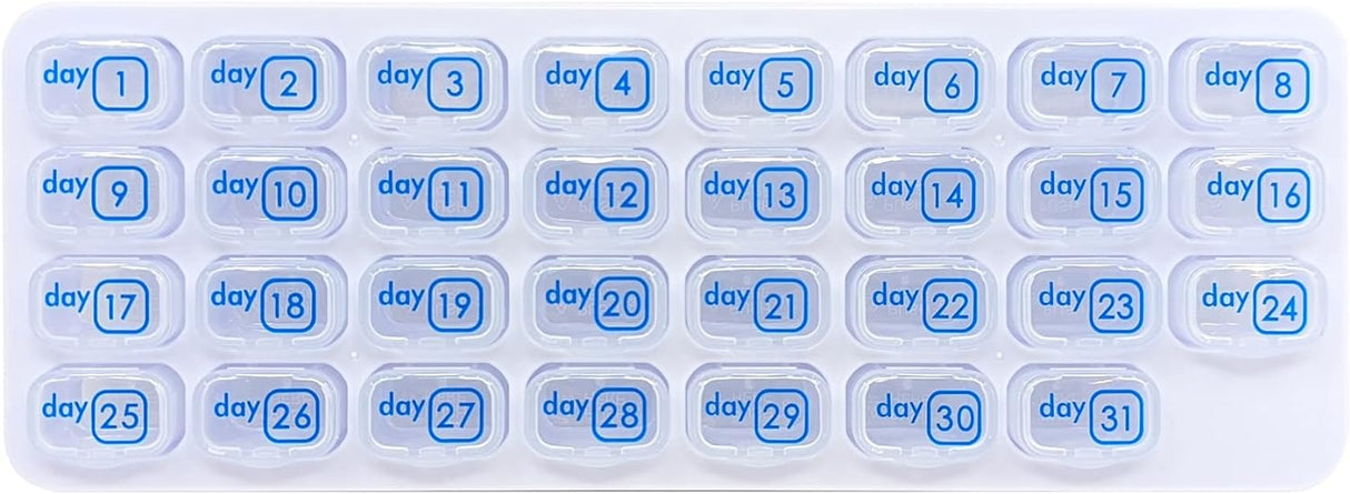 31-Day Monthly Pill Organizer Pod (Blue, Grey, Yellow, or Clear)