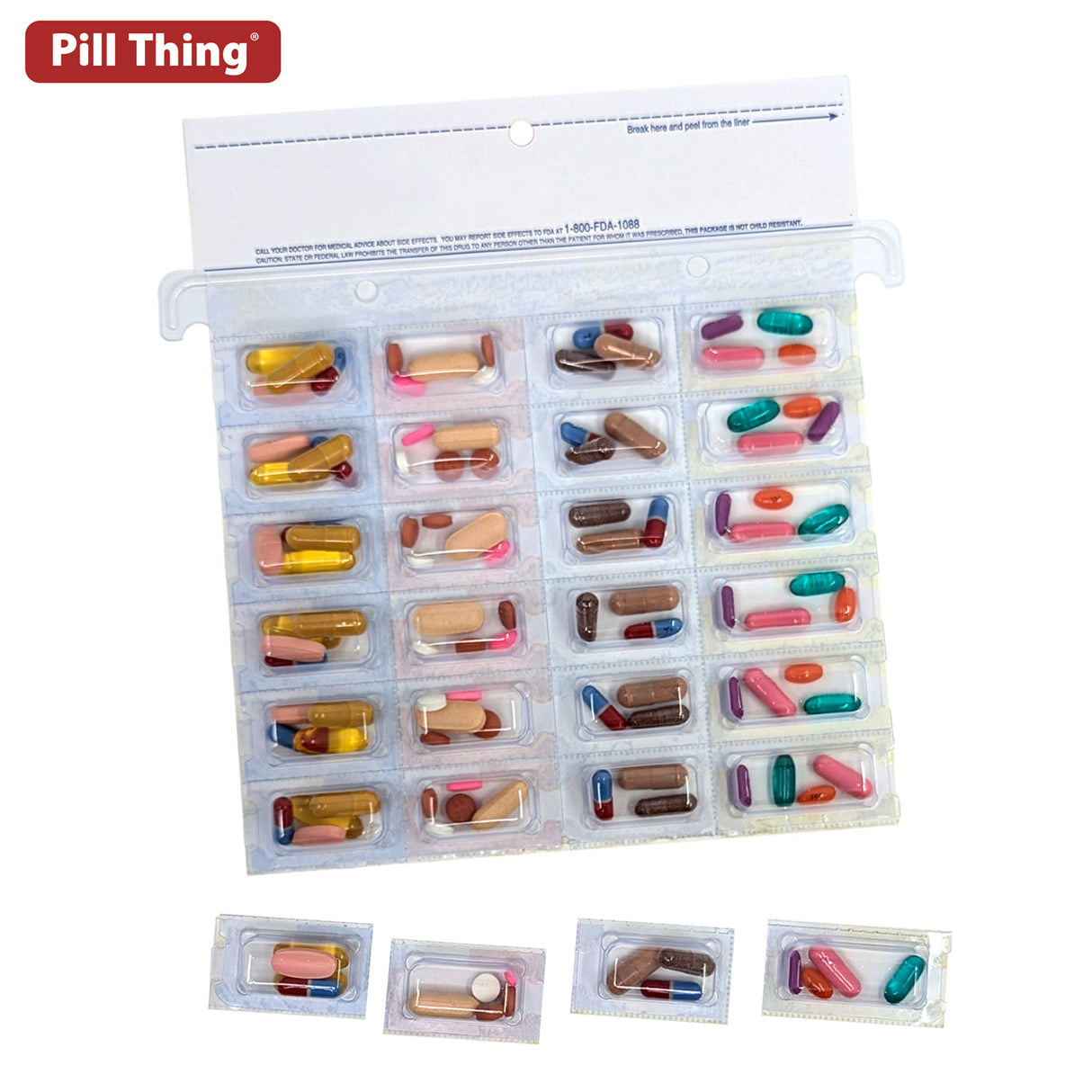 Unit Dose XXL Perforated Cold Seal Blister Cards - 28 Doses - 6 Pack