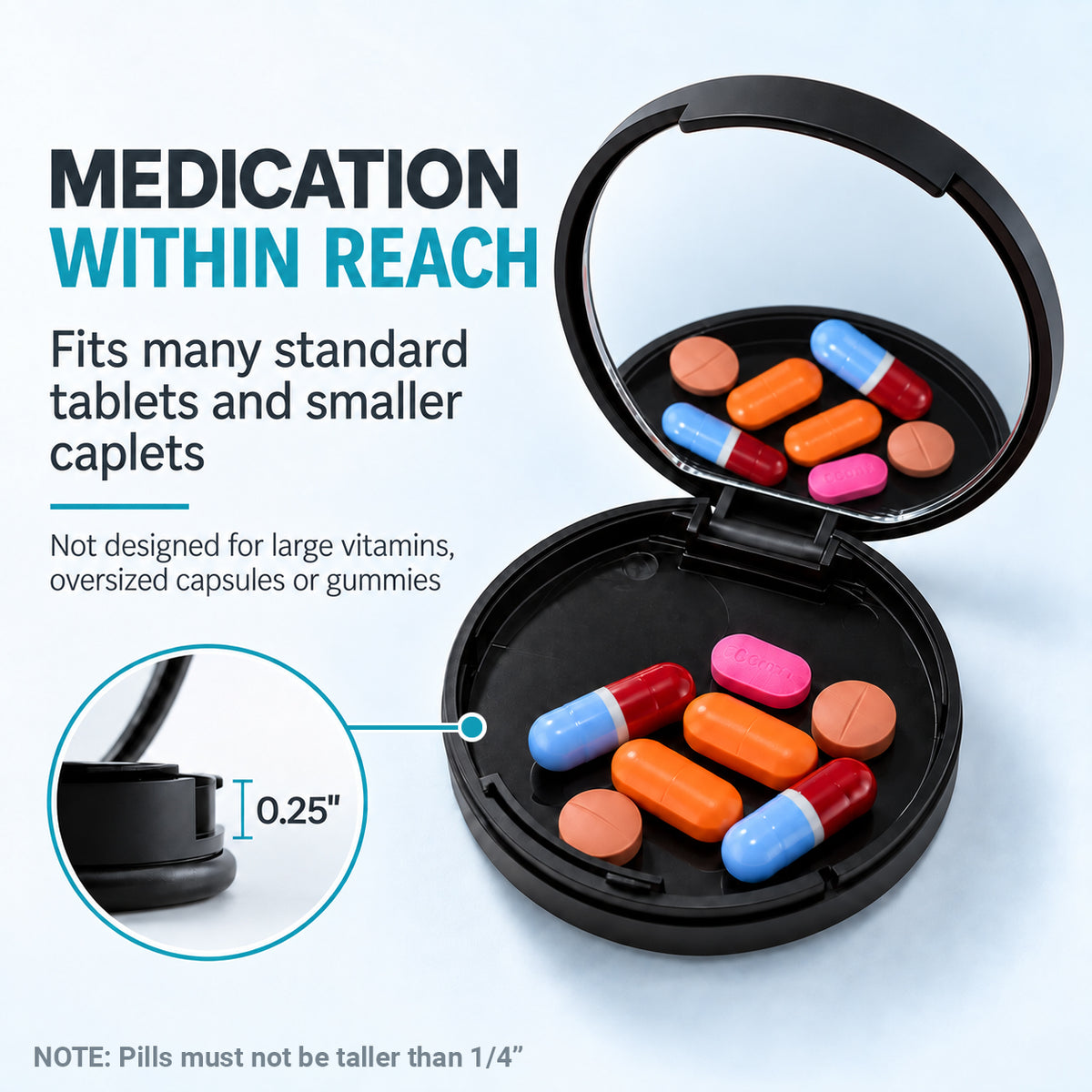 GoPod Magnetic Pill Case with Mirror – MagSafe Compatible