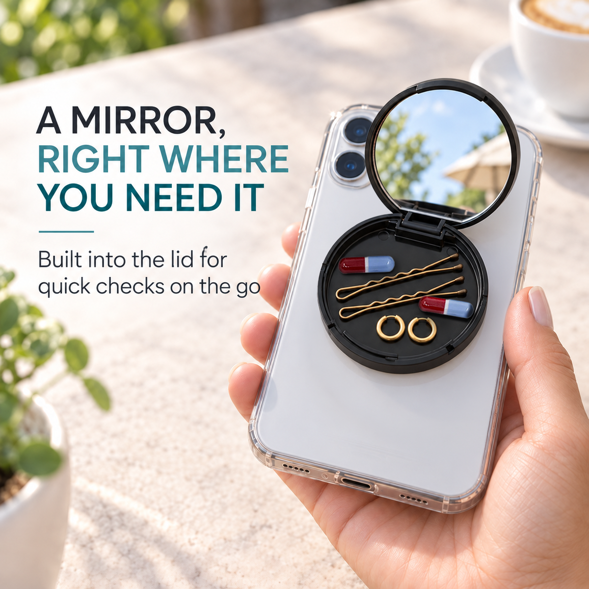 GoPod Magnetic Pill Case with Mirror – MagSafe Compatible