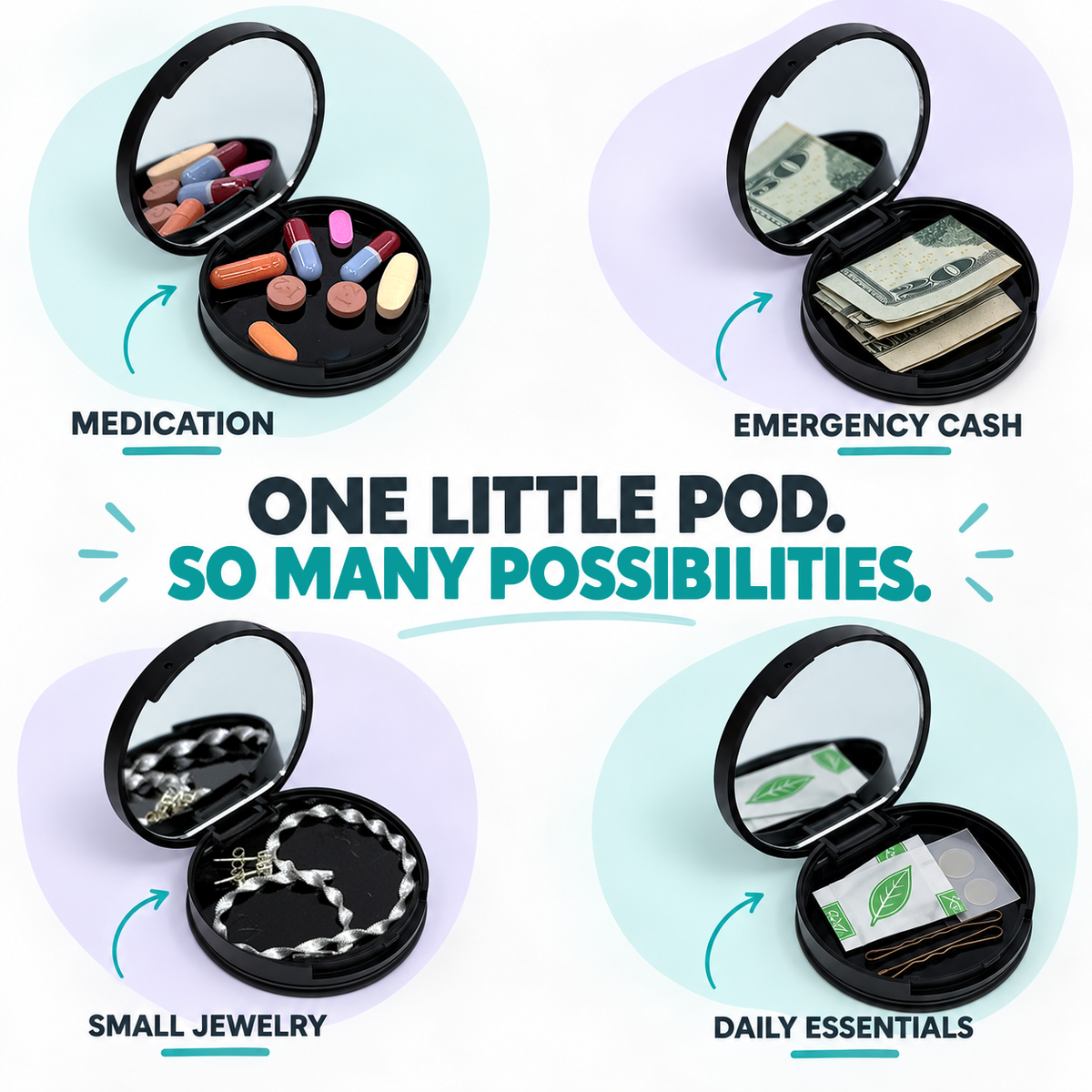 GoPod Magnetic Pill Case with Mirror – MagSafe Compatible