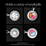 Round Silver with Cubic Zirconia Pill Locket Necklace O-ring Seal - 25mm