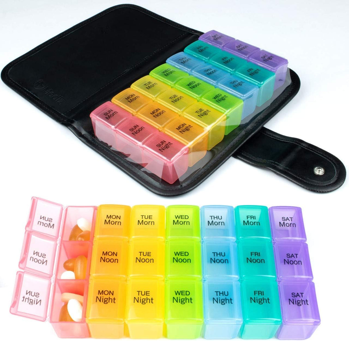 Pill Organizer 3 Times A Day Pill Box with Travel Case