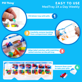 Weekly 2x/Day AM/PM Medication Tray – 7-Day Pill Organizer with Color-Coded Covers & Secure Lid (5 or 10 Pack)