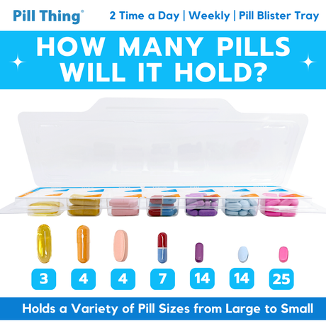 Weekly 2x/Day AM/PM Medication Tray – 7-Day Pill Organizer with Color-Coded Covers & Secure Lid (5 or 10 Pack)